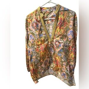 Zara boho printed blouse khaki size XL
